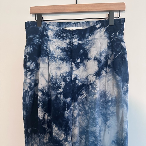 Anthropologie Cloth & Stone Venice Navy and White Tie-Dye Wide Leg Pants - Picture 3 of 6